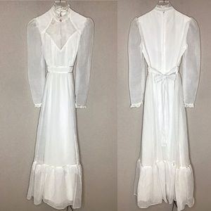 Vintage Candi Jones White Dress Edwardian Bridal Cameo Sz 5